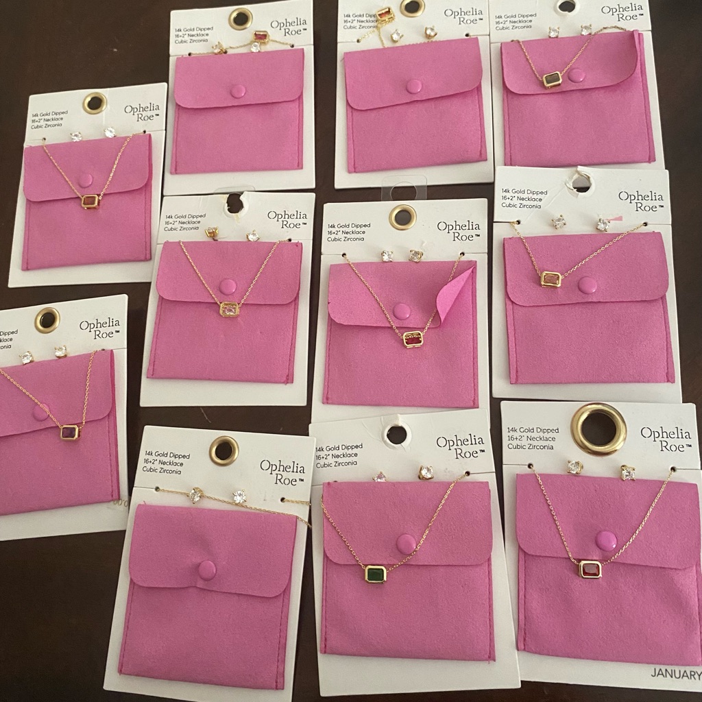 Lot Of 11 Ophelia Roe Gold Dipped Birthstone Cz Earring Pendant Sets W Pouch 30$